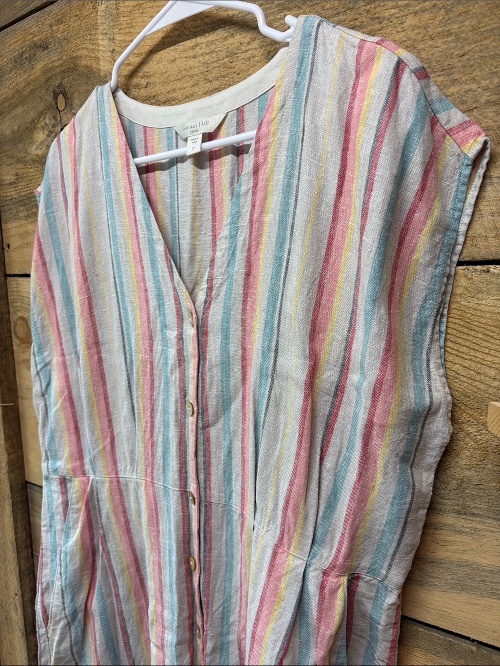 Garnet Hill Button Down Striped Midi Dress - Picture 3 of 7